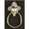 Image 1 : Zuni Sterling Inlay Sun God Key Ring by C C Booqua