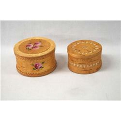 Pr of Scandinavian Birch Bark Hand Painted Boxes