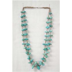 Navajo Old Pawn Double Strand Turquoise Necklace