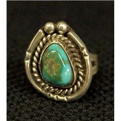 Native American Navajo Silver Turquoise Ring, 5.5