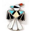 Image 1 : Native American Zuni Silver Inlay Thunderbird Pin