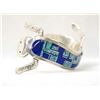 Image 1 : Navajo Sterling Turquoise Inlay Lizard Bracelet