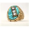 Image 1 : 14K Gold on Sterling Zircon Turquoise Ring, Sz 14