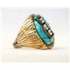 Image 2 : 14K Gold on Sterling Zircon Turquoise Ring, Sz 14