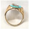 Image 3 : 14K Gold on Sterling Zircon Turquoise Ring, Sz 14