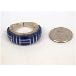 Ntive American Zuni SS Lapis Channel Inlay Ring
