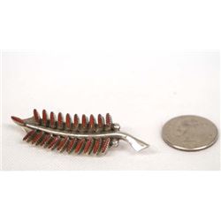 Native American Zuni Silver Coral Leaf Pin Pendant