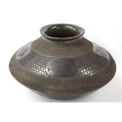 Mexican Mata Ortiz Black on Black Pillow Jar, Soto