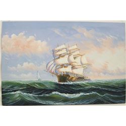 Original Clipper Ship Painting by Davis