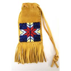 Plains Indian Beaded Suede Fetish Bag