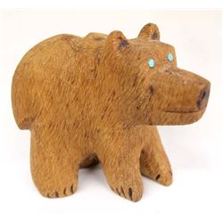 Zuni Hand Carved Wood Bear Fetish by Alan Lewis