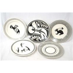 Set of 5 Anasazi-Traders Mimbres Decorative Plates