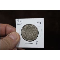 1941 Canadian Fifty Cent Coin - F