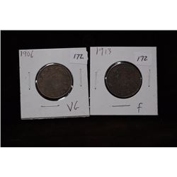 1913; 1906 King George & King Edward Large Cents - each x 2