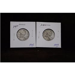 1944; 1945 George VI Twenty-Five Cent Coins