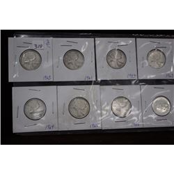 1960 thru 1967 Twenty-Five Cent Coins (8)