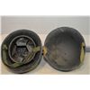 Image 2 : Lot : Two Military Helmets [ one with liner & strap - one with strap only ]
