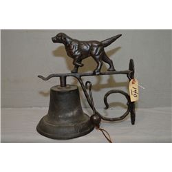 Large Cast Iron Wall Mounting Bell [ figure of Hunting Dog Pointing ] w/ duck head logo on bell