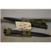 Image 1 : Lot : Two AR ? Military Bayonets w/ plastic scabbards & green web frogs, fit same rifle Note : the l
