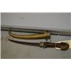 Image 1 : Ornate Indian Style Dagger w/ approx 8" blade, w/ wood handle with ornate brass hilt & end cap, wood
