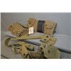 Image 1 : Lot of Three Items : Military Web Belt w/various canvas pouches and metal rifle butt holder so you c