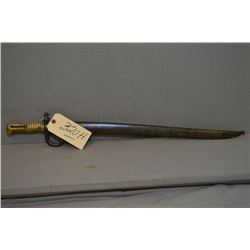 Lebel ? Bayonet w/brass handle & metal scabbard [ bayonet ser # H33807 , Scabbard # H2482 ]