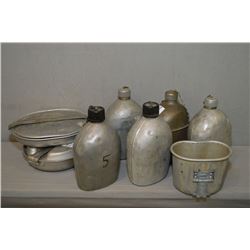 Box Lot : Five Various Military Canteens [ some possible WWI ] three are marked US 1945 ( SM Co. - A