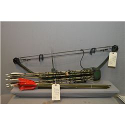 Lot of Two Items : Martin Compound Bow Right Hd in green & camo tones - Specs unknown as painted ove