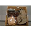 Image 1 : Box Lot : USN Gas Mask Case full of various straps, etc. - Rolling tool case in orig pkg - Mess kit 