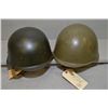Image 1 : Lot : Two Army Helmets [ one Russian Last Pattern green w/ leather liner & strap - Russian WWII w/li
