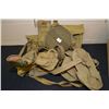 Image 1 : Box Lot : Military Web Gear : Pouches, Broad Arrow Mkd Ammo Belt, Mag belt, back pack , feed bag for
