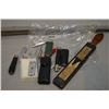 Image 1 : Bag Lot : Antique Permedge Razor Strop in case - Nine Asstd Folding Knives - Leatherman Type Knife i