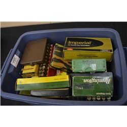 Small Blue Plastic Tub : Full of Various Full & Part Boxes of Ammo [ .223, .45 Auto, .22 Savage, .22