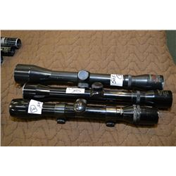 Lot of Three Scopes: Tasco 4 x 40 - Valor 4 x 32 - Bushnell Scope Chief 1V 4X Rings