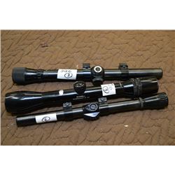 Lot : Three Scopes : Bushnell Scope Chief 1V 4X - Weaver D6 w/rings mssing screw cap - Weaver Marksm