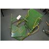 Image 1 : Two Piece Wood & Metal Painted Green Tree Stand ?