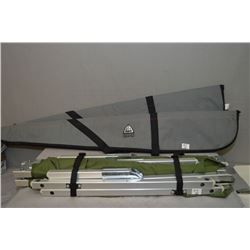 Lot : Three Items : Fold Out Cot & 2 grey rifle cases