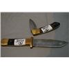 Image 1 : Lot of Two Items : Damascus Hand Forged Knives [ one hunting - one folding w/leather sheaths ]