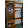 Image 1 : Lot of Three Items : Fancy Oak Modern Gun Cabinet w/ two glass doors [ one etched w/ bird scene ] - 