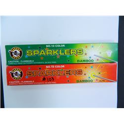 (2) Two Boxes of 10" Color Sparklers, bamboo, 8 sparklers per box, both one money