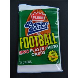 Six (6) Unopened Packs of 1990 Fleer Football Cards, 15 cards per pack, Premiere Edition