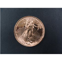 One Ounce .999 Fine Copper Bullion Round with St. Gaudens