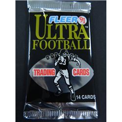 Six (6) Unopened Packs of 1991 Fleer Ultra Football Cards, 14 cards per pack