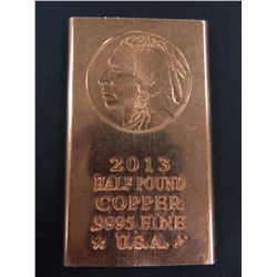 1/2 Pound .9995 Fine Copper Bullion Bar