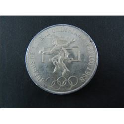 1968 Mexico Olympics 25 Pesos (Actual Silver Weight = .5209 Ounce)