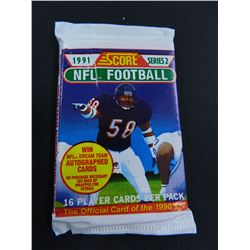 Six (6) Unopened Packs of 1991 Score Football Series 2 Cards, 16 cards per pack