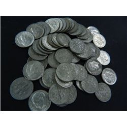 Roll of 50 (Fifty) 90% Silver U.S. Dimes, Unsearched, All One Money