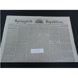 Springfield Republican (Mass.) Newspaper from the Year 1865, Guaranteed Old!