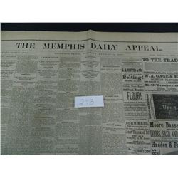 Memphis Daily Appeal newspaper from the year 1880, Guaranteed Old!