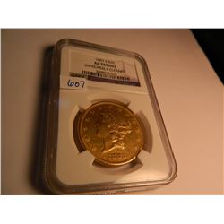 GOLD 1883-S $20 U.S. Double Eagle, Liberty Head, AGW = .9675 Ounce, NGC = AU Improperly Cleaned